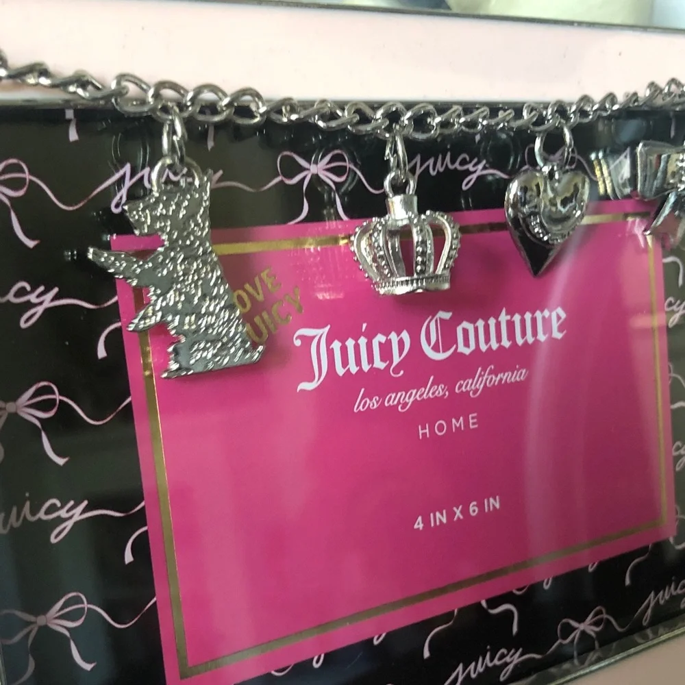 NEW Juicy Couture Light Pink Frame with 4 Silver Charms & Chain